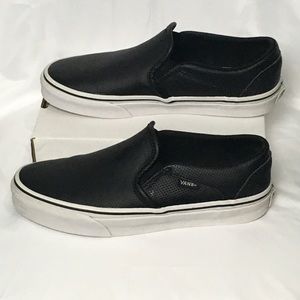 Perforated blk leather vans wms sz8 worn
